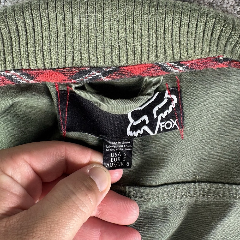 Fox Racing Jacket Military Style Zip & Button Army Green Logo Women's Size Small - Picture 10 of 12